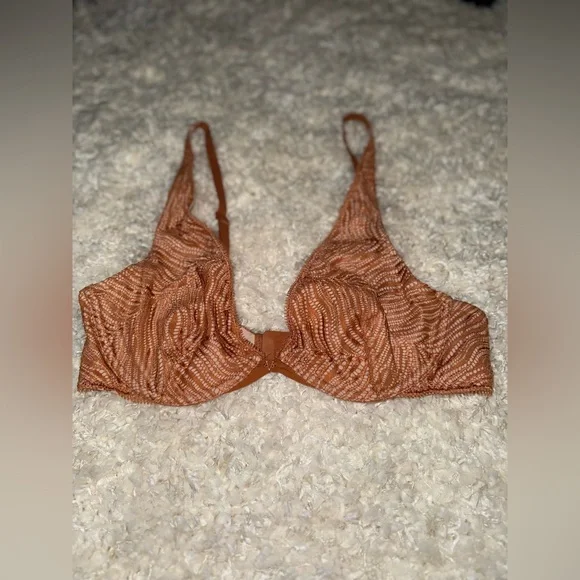 Victoria’s Secret Unlined Sexy Plunge Bra Ginger Luxe Zebra Pattern Sz 32C - Picture 2 of 11